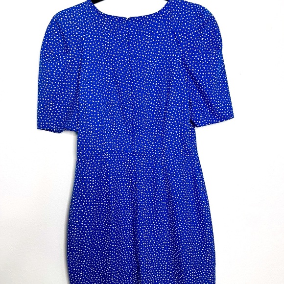 Banana Republic Puff Sleeve Blue/White Print Fit & Flare Dress - Picture 4 of 5